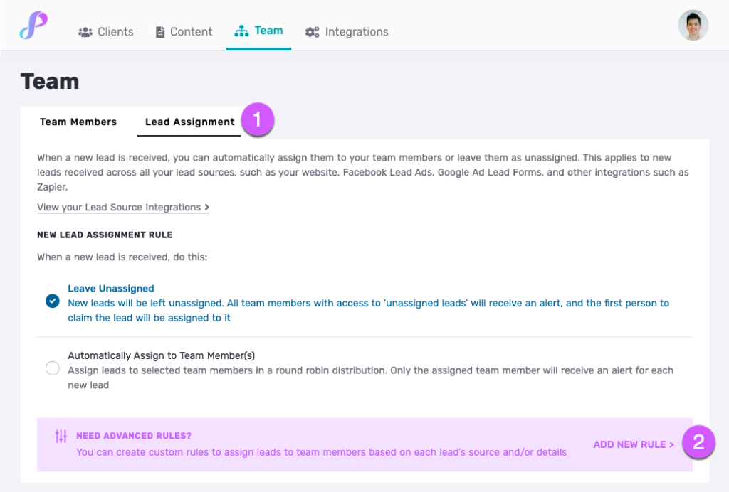 manage lead assignment rules